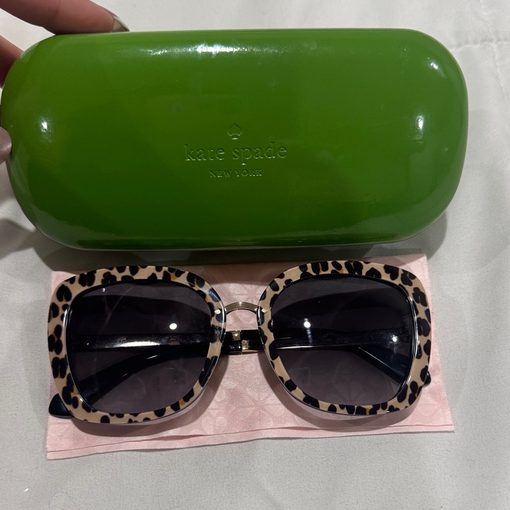 kate spade Leopard Print Square Sunglasses - Beige/Black